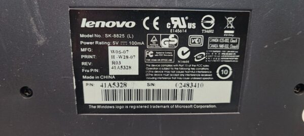 Lenovo SK-8825 Bedraad USB Toetsenbord – QWERTY, Zwart