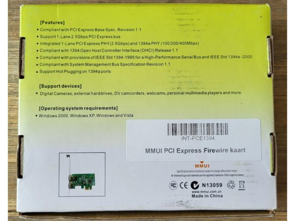 MMUI INT-PCE1394 - PCI Express IEEE 1394A Card
